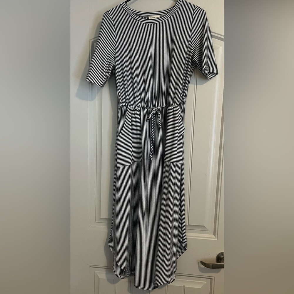 Black and white striped dress
